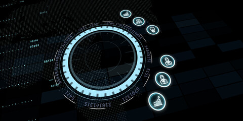 Business, technology, internet and virtual reality concept - button on virtual screen. 3D illustration.