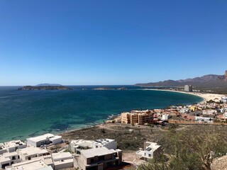 view of the city of the sea and mountains