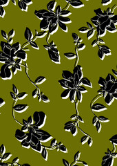 Seamless flowers texture pattern, floral effect print.