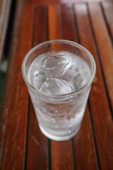 close up cool water drink on table