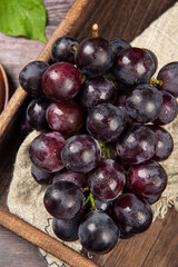 Close up of a bunch of purple grapes