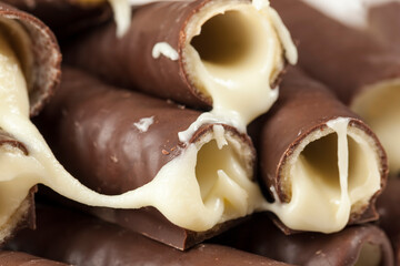 crispy wafer with milk filling and covered with chocolate