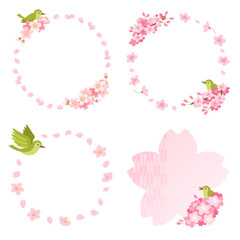 桜と鶯の円形リングフレームセット