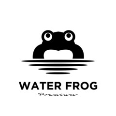 Water Frog logo vector design template, Silhouette animal, Illustration isolated background