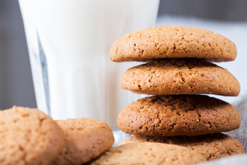 hard cookies baked with oatmeal and wheat flour