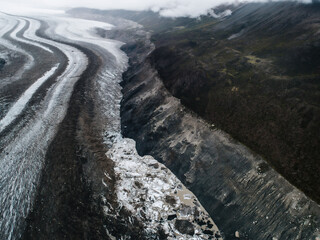 Cloudy glacier canyon natural scenery