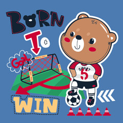 born win slogan graphic cute teddy