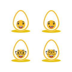 set of egg with smile faces vector image