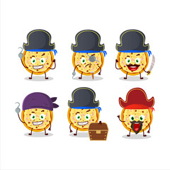 Cartoon character of marinara pizza with various pirates emoticons