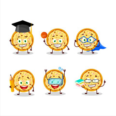 School student of marinara pizza cartoon character with various expressions