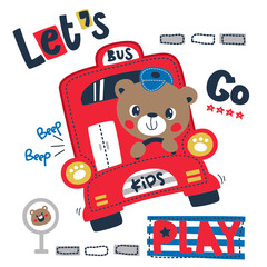 happy cute teddy bear cartoon driving