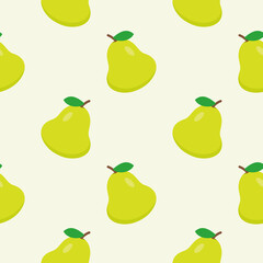 pear flat design seamless pattern. Seamless pattern with leaves and vegetable. Vector illustration of art. Vintage background. Kitchen and restaurant design for fabrics, paper