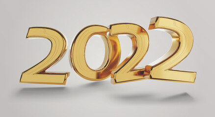 2022 golden metallic symbol modern design 3d-illustration