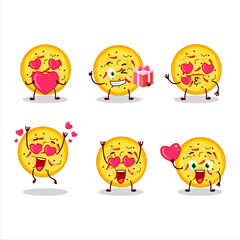 Mexican pizza cartoon character with love cute emoticon