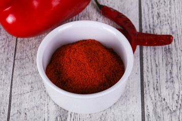Paprika powder in the bowl