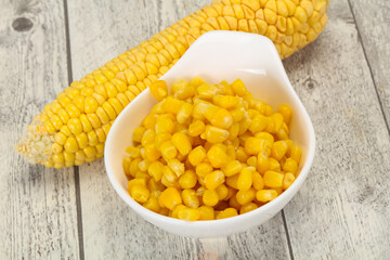 Young corn seeds in the bowl
