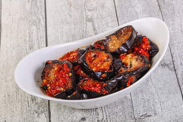 Roasted eggplant with chili pepper