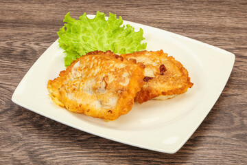 Roasted cod fish in bread