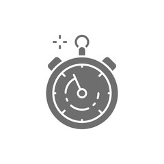 Stopwatch, timer, watch gray icon. Isolated on white background
