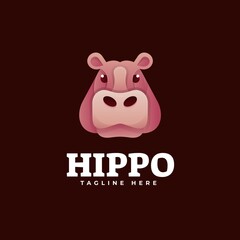 Vector Logo Illustration Hippo Gradient Colorful Style.