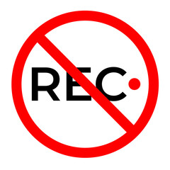 no recording icon on white background. prohibited video sign. flat style. no video camera symbol.