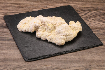 Raw meat schnitzel for roast