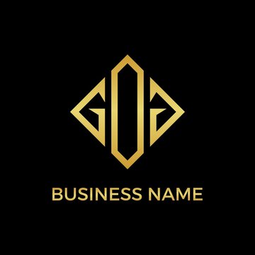 Abstract GOG lettering logo in gold color.