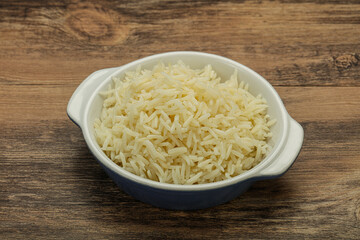 Steamed basmati rice in the bowl