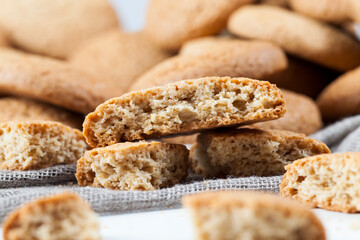 broken cookies baked with oatmeal and wheat flour