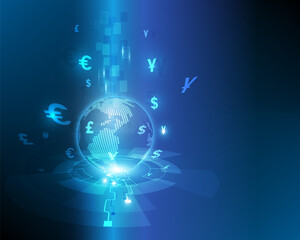 Global currency exchange and money transfer business concept illustration
