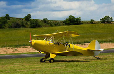 Fototapeta na wymiar Image of sports plane at the sport airport, transport vehicles