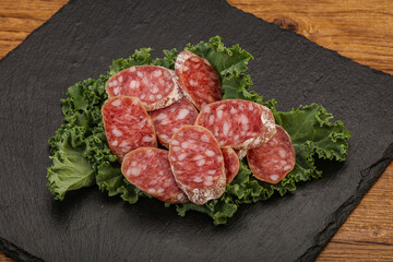 Iberian pork Fuet sausage slices