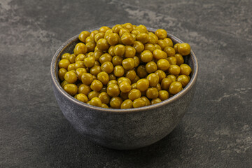 Marinated green pea in the bowl