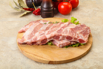 Raw pork ribs for cooking
