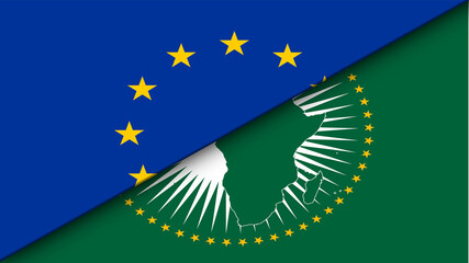 African Union and European Union Flat flag - Double Flag 