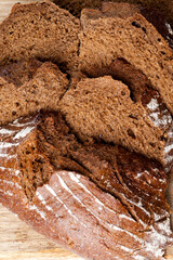 cut into pieces delicious fresh loaf of bread