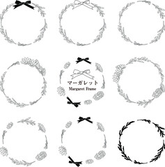 マーガレット　植物　フレーム　枠　葉　花　素材　コピースペース
