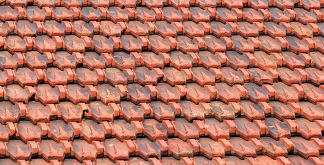 red clay tiles on the building