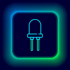 Glowing neon line Light emitting diode icon isolated on black background. Semiconductor diode electrical component. Colorful outline concept. Vector