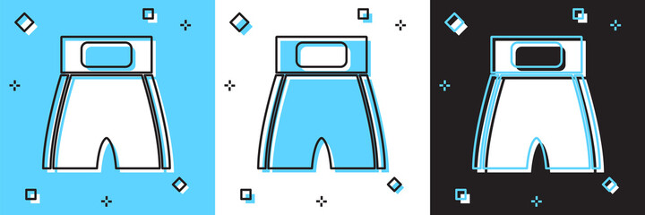 Set Boxing short icon isolated on blue and white, black background. Vector