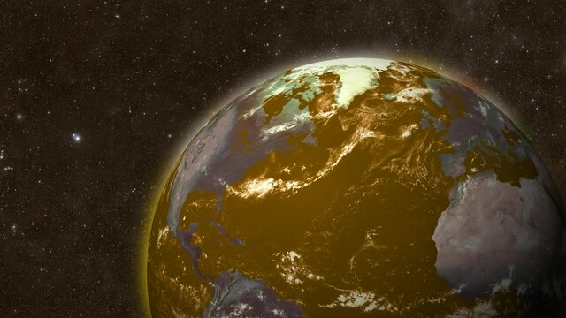 New brown color realistic slow rotated earth with star background, 3d earth with star, Earth rotating in space