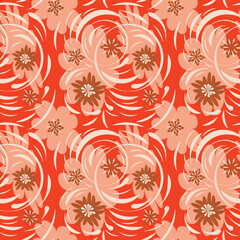 Folk floral pattern. Abstract flowers print. seamless pattern