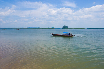 Longtail boat from Laem Kruat pier to Koh Jum Island, Krabi province, Thailand.