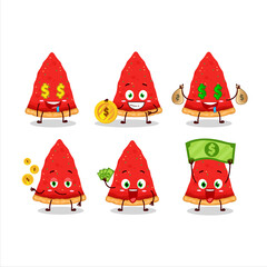 Slice of chicago cartoon character with cute emoticon bring money