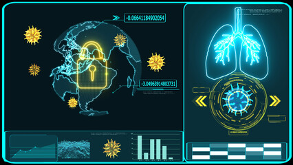 Futuristic technology digital world was lock down by crisis of COVID 19 virus