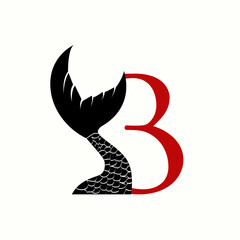 Obraz premium logo letter b with icon fish tail vector design