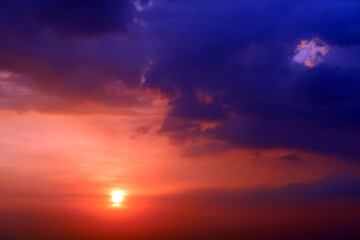 purple orange yellow red silhouette sky in sunset back on the cloud