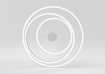 White Glow light round in white background. minimal concept idea creative. monochrome. 3D render.