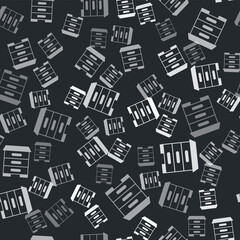 Grey Hive for bees icon isolated seamless pattern on black background. Beehive symbol. Apiary and beekeeping. Sweet natural food. Vector