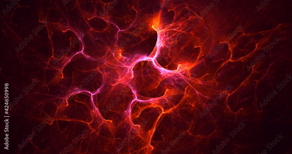 Poster 3d rendering abstract multicolor fractal light background
